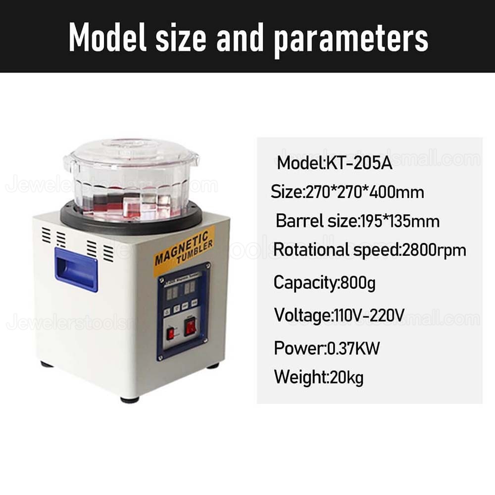 KT-205 Jewelry Magnetic Polishing Tumbler Digital Display Jewelry Polisher Finisher Finishing Machine
